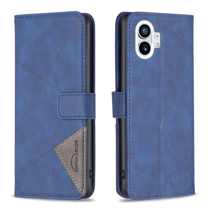 For Nothing Phone 1 Magnetic Buckle Rhombus Texture Leather Phone Case(Blue) - Nothing Cases by buy2fix | Online Shopping UK | buy2fix