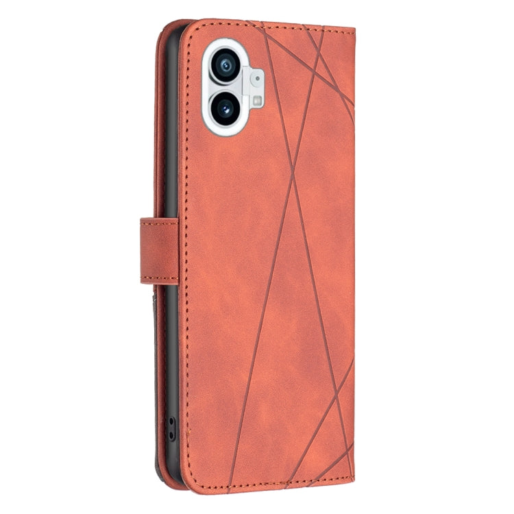 For Nothing Phone 1 Magnetic Buckle Rhombus Texture Leather Phone Case(Brown) - Nothing Cases by buy2fix | Online Shopping UK | buy2fix