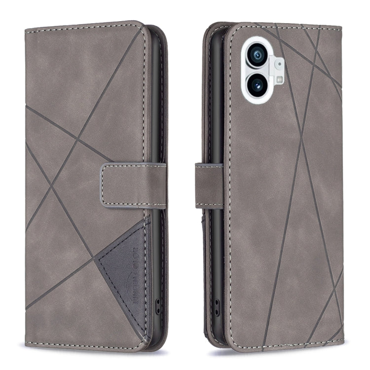 For Nothing Phone 1 Magnetic Buckle Rhombus Texture Leather Phone Case(Grey) - Nothing Cases by buy2fix | Online Shopping UK | buy2fix