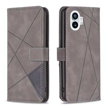 For Nothing Phone 1 Magnetic Buckle Rhombus Texture Leather Phone Case(Grey) - Nothing Cases by buy2fix | Online Shopping UK | buy2fix