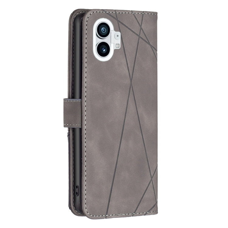 For Nothing Phone 1 Magnetic Buckle Rhombus Texture Leather Phone Case(Grey) - Nothing Cases by buy2fix | Online Shopping UK | buy2fix