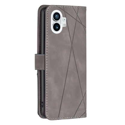 For Nothing Phone 1 Magnetic Buckle Rhombus Texture Leather Phone Case(Grey) - Nothing Cases by buy2fix | Online Shopping UK | buy2fix