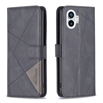 For Nothing Phone 1 Magnetic Buckle Rhombus Texture Leather Phone Case(Black) - Nothing Cases by buy2fix | Online Shopping UK | buy2fix