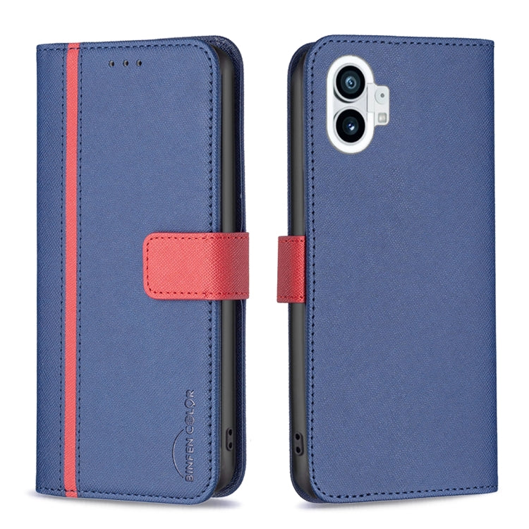 For Nothing Phone 1 BF13 Color Matching Cross Texture Leather Phone Case(Blue) - Nothing Cases by buy2fix | Online Shopping UK | buy2fix