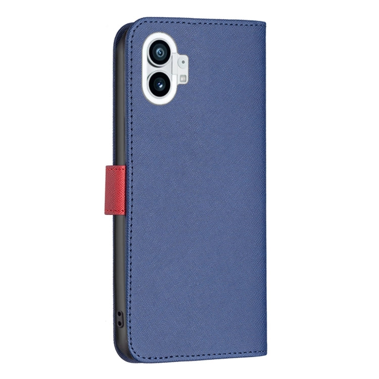 For Nothing Phone 1 BF13 Color Matching Cross Texture Leather Phone Case(Blue) - Nothing Cases by buy2fix | Online Shopping UK | buy2fix