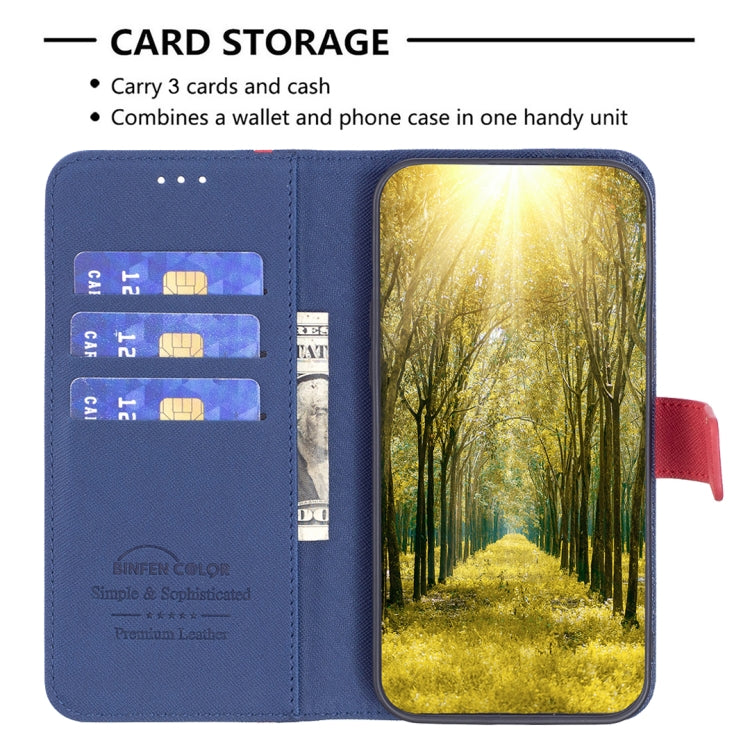 For Nothing Phone 1 BF13 Color Matching Cross Texture Leather Phone Case(Blue) - Nothing Cases by buy2fix | Online Shopping UK | buy2fix