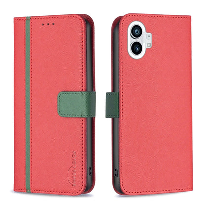 For Nothing Phone 1 BF13 Color Matching Cross Texture Leather Phone Case(Red) - Nothing Cases by buy2fix | Online Shopping UK | buy2fix