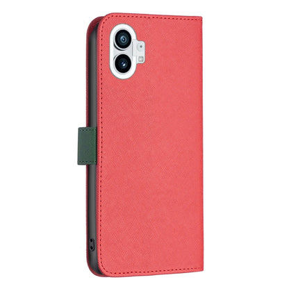 For Nothing Phone 1 BF13 Color Matching Cross Texture Leather Phone Case(Red) - Nothing Cases by buy2fix | Online Shopping UK | buy2fix