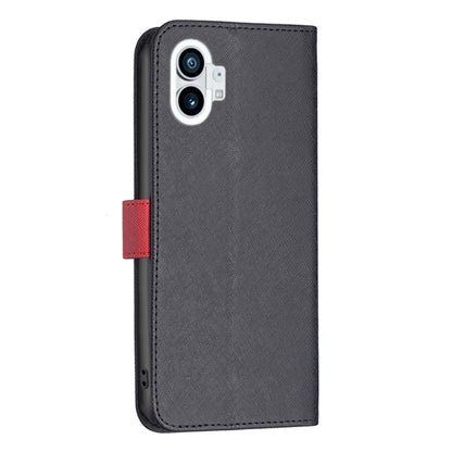 For Nothing Phone 1 BF13 Color Matching Cross Texture Leather Phone Case(Black) - Nothing Cases by buy2fix | Online Shopping UK | buy2fix