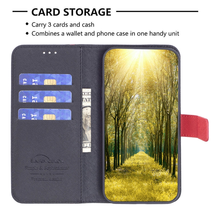 For Nothing Phone 1 BF13 Color Matching Cross Texture Leather Phone Case(Black) - Nothing Cases by buy2fix | Online Shopping UK | buy2fix