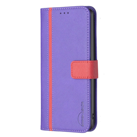 For Nothing Phone 1 BF13 Color Matching Cross Texture Leather Phone Case(Purple) - Nothing Cases by buy2fix | Online Shopping UK | buy2fix