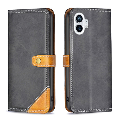 For Nothing Phone 1 Color Matching Double Sewing Thread Leather Phone Case(Black) - Nothing Cases by buy2fix | Online Shopping UK | buy2fix