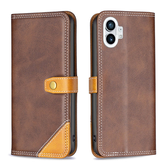 For Nothing Phone 1 Color Matching Double Sewing Thread Leather Phone Case(Brown) - Nothing Cases by buy2fix | Online Shopping UK | buy2fix