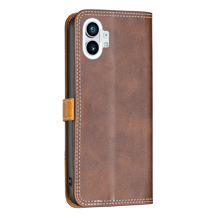For Nothing Phone 1 Color Matching Double Sewing Thread Leather Phone Case(Brown) - Nothing Cases by buy2fix | Online Shopping UK | buy2fix