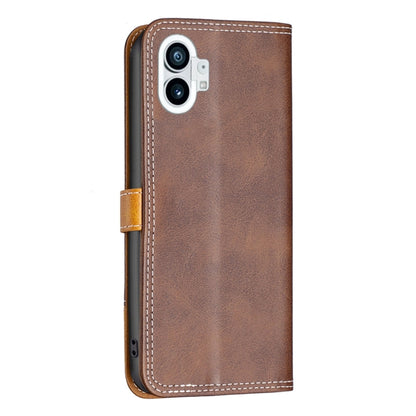 For Nothing Phone 1 Color Matching Double Sewing Thread Leather Phone Case(Brown) - Nothing Cases by buy2fix | Online Shopping UK | buy2fix