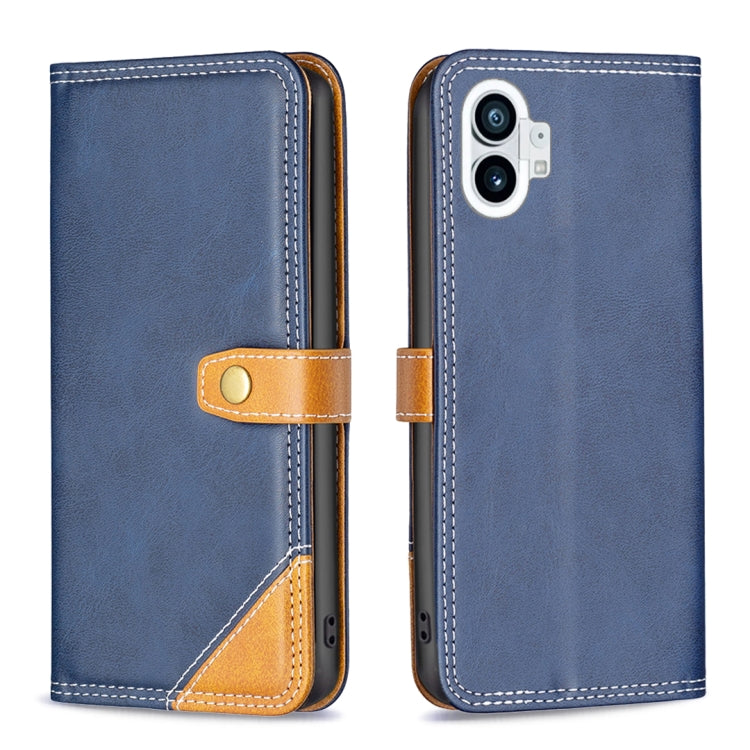 For Nothing Phone 1 Color Matching Double Sewing Thread Leather Phone Case(Blue) - Nothing Cases by buy2fix | Online Shopping UK | buy2fix