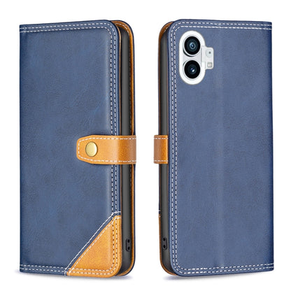 For Nothing Phone 1 Color Matching Double Sewing Thread Leather Phone Case(Blue) - Nothing Cases by buy2fix | Online Shopping UK | buy2fix