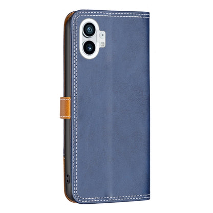 For Nothing Phone 1 Color Matching Double Sewing Thread Leather Phone Case(Blue) - Nothing Cases by buy2fix | Online Shopping UK | buy2fix