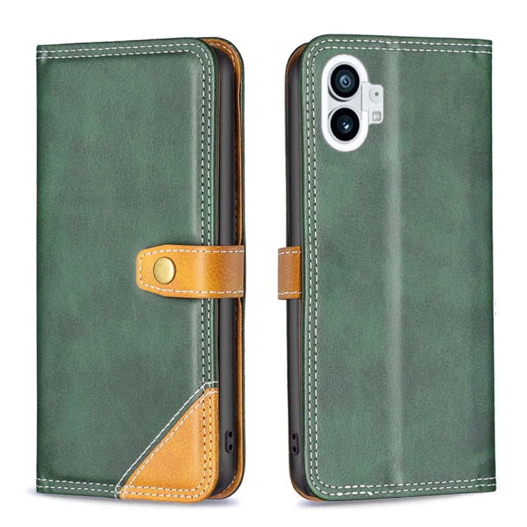 For Nothing Phone 1 Color Matching Double Sewing Thread Leather Phone Case(Green) - Nothing Cases by buy2fix | Online Shopping UK | buy2fix