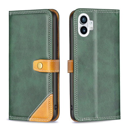 For Nothing Phone 1 Color Matching Double Sewing Thread Leather Phone Case(Green) - Nothing Cases by buy2fix | Online Shopping UK | buy2fix