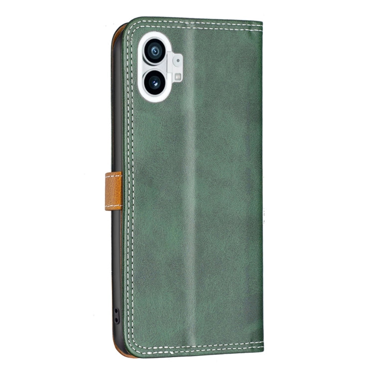 For Nothing Phone 1 Color Matching Double Sewing Thread Leather Phone Case(Green) - Nothing Cases by buy2fix | Online Shopping UK | buy2fix