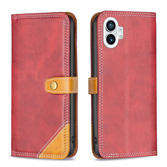 For Nothing Phone 1 Color Matching Double Sewing Thread Leather Phone Case(Red)