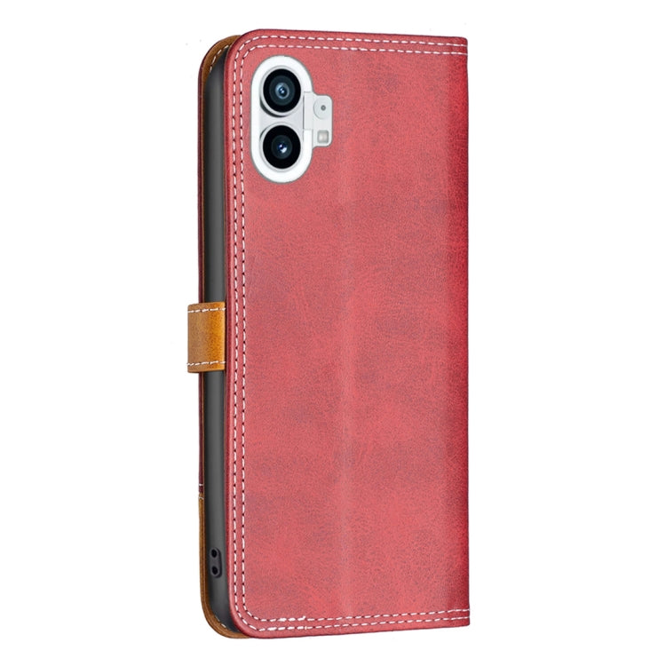 For Nothing Phone 1 Color Matching Double Sewing Thread Leather Phone Case(Red) - Nothing Cases by buy2fix | Online Shopping UK | buy2fix