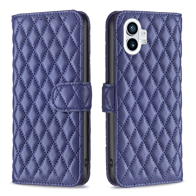 For Nothing Phone 1 Diamond Lattice Wallet Leather Flip Phone Case(Blue) - Nothing Cases by buy2fix | Online Shopping UK | buy2fix