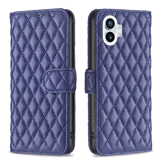 For Nothing Phone 1 Diamond Lattice Wallet Leather Flip Phone Case(Blue) - Nothing Cases by buy2fix | Online Shopping UK | buy2fix