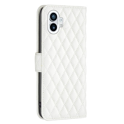 For Nothing Phone 1 Diamond Lattice Wallet Leather Flip Phone Case(White) - Nothing Cases by buy2fix | Online Shopping UK | buy2fix