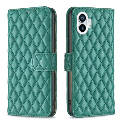 For Nothing Phone 1 Diamond Lattice Wallet Leather Flip Phone Case(Green) - Nothing Cases by buy2fix | Online Shopping UK | buy2fix