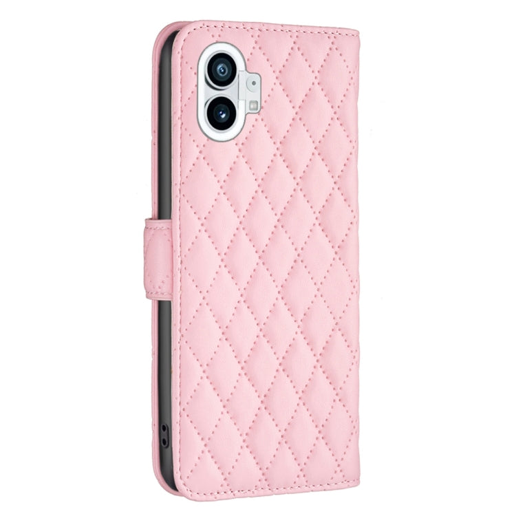 For Nothing Phone 1 Diamond Lattice Wallet Leather Flip Phone Case(Pink) - Nothing Cases by buy2fix | Online Shopping UK | buy2fix
