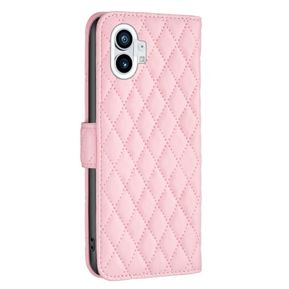 For Nothing Phone 1 Diamond Lattice Wallet Leather Flip Phone Case(Pink) - Nothing Cases by buy2fix | Online Shopping UK | buy2fix