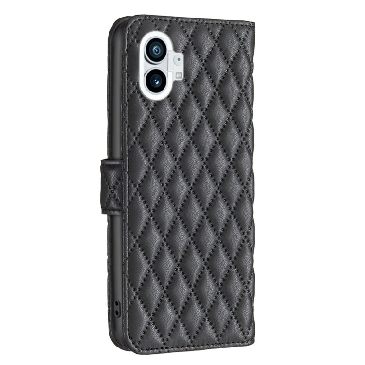 For Nothing Phone 1 Diamond Lattice Wallet Leather Flip Phone Case(Black) - Nothing Cases by buy2fix | Online Shopping UK | buy2fix