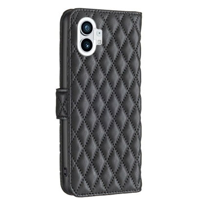 For Nothing Phone 1 Diamond Lattice Wallet Leather Flip Phone Case(Black) - Nothing Cases by buy2fix | Online Shopping UK | buy2fix