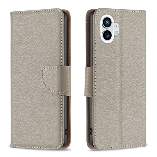 For Nothing Phone 1 Litchi Texture Pure Color Leather Phone Case(Grey)