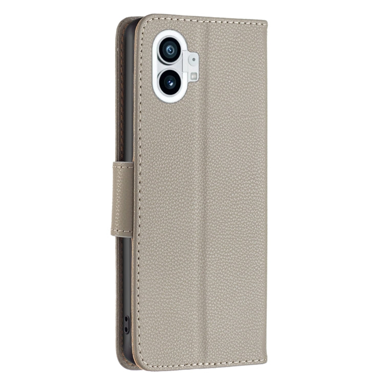 For Nothing Phone 1 Litchi Texture Pure Color Leather Phone Case(Grey) by buy2fix