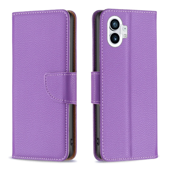 For Nothing Phone 1 Litchi Texture Pure Color Leather Phone Case(Purple)