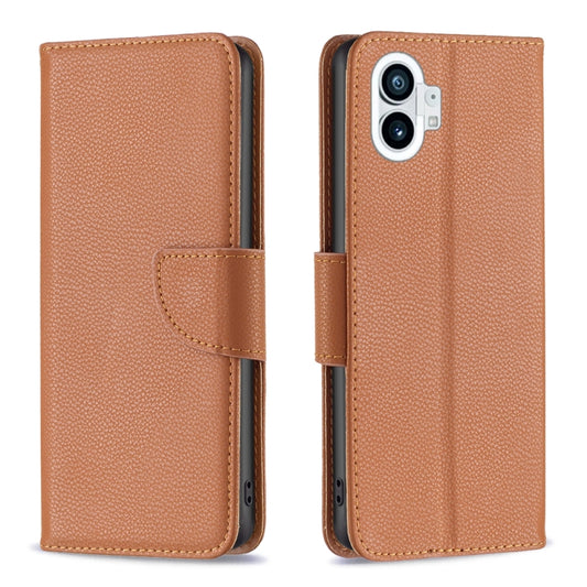 For Nothing Phone 1 Litchi Texture Pure Color Leather Phone Case(Brown) by buy2fix