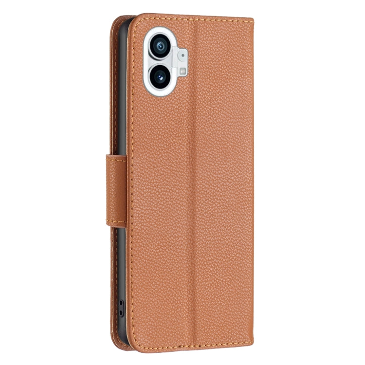 For Nothing Phone 1 Litchi Texture Pure Color Leather Phone Case(Brown) by buy2fix