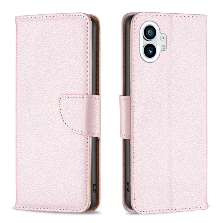 For Nothing Phone 1 Litchi Texture Pure Color Leather Phone Case(Rose Gold) - Nothing Cases by buy2fix | Online Shopping UK | buy2fix