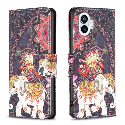 For Nothing Phone 1 Colored Drawing Leather Phone Case(Flowers Elephant) by buy2fix