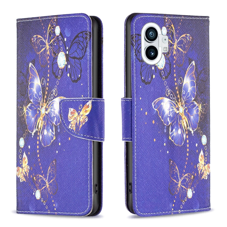 For Nothing Phone 1 Colored Drawing Leather Phone Case(Purple Butterfly) by buy2fix