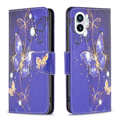 For Nothing Phone 1 Colored Drawing Leather Phone Case(Purple Butterfly) by buy2fix