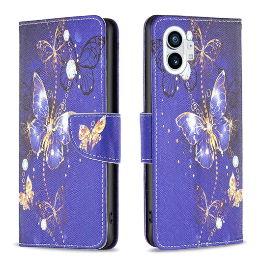 For Nothing Phone 1 Colored Drawing Leather Phone Case(Purple Butterfly) by buy2fix