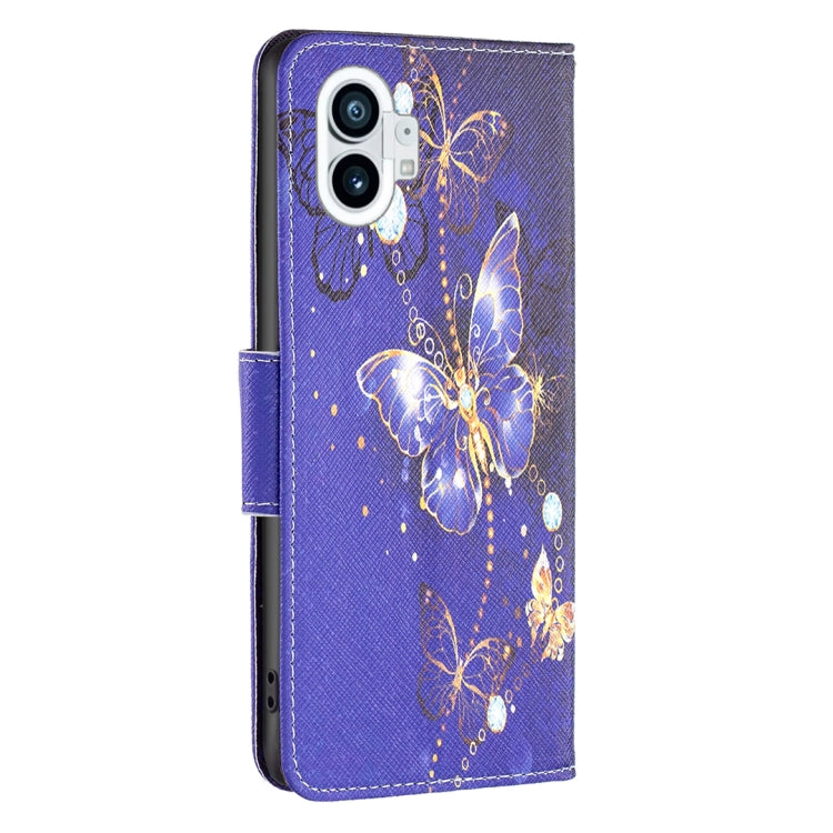 For Nothing Phone 1 Colored Drawing Leather Phone Case(Purple Butterfly) by buy2fix