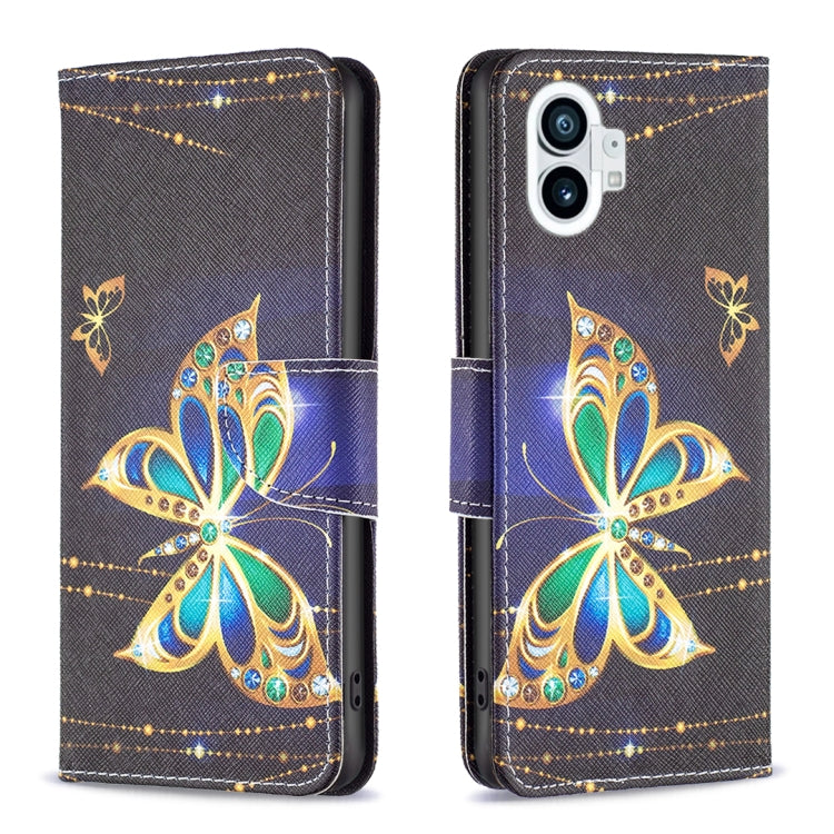 For Nothing Phone 1 Colored Drawing Leather Phone Case(Big Butterfly) by buy2fix