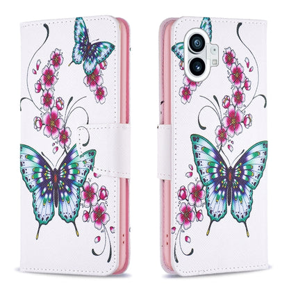 For Nothing Phone 1 Colored Drawing Leather Phone Case(Peach Blossom Butterfly) by buy2fix
