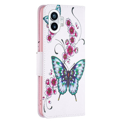 For Nothing Phone 1 Colored Drawing Leather Phone Case(Peach Blossom Butterfly) by buy2fix