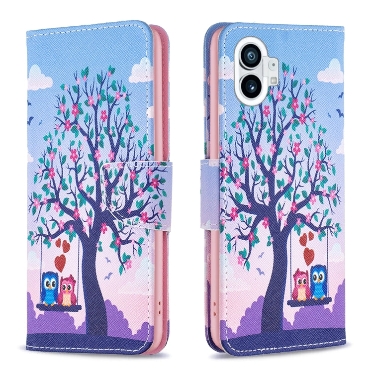 For Nothing Phone 1 Colored Drawing Leather Phone Case(Owl) by buy2fix